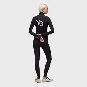 Y-3 Yohji Yamamoto Adidas Womens sz L Catsuit Black Bodysuit Jumpsuit Stretch
